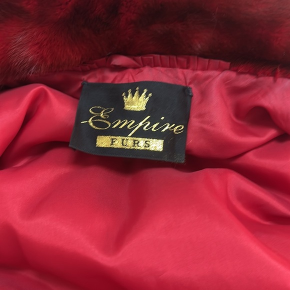 Custom made red mink with fox trimmed hood. - Picture 6 of 15